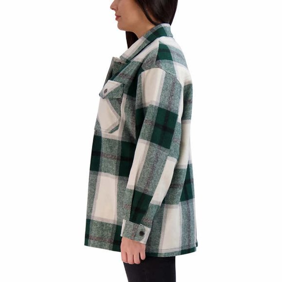 NWoT HFX Women's Button Down Front Pocket Shirt Jacket Green Size L $80 1D041 - Picture 3 of 3